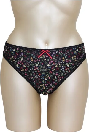 Freya Clarissa - zwarte slip met vrolijke bloemenopdruk - maat XS / 34