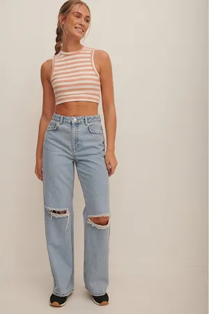 NA-KD Striped Crop Top Dames Top - Maat XL