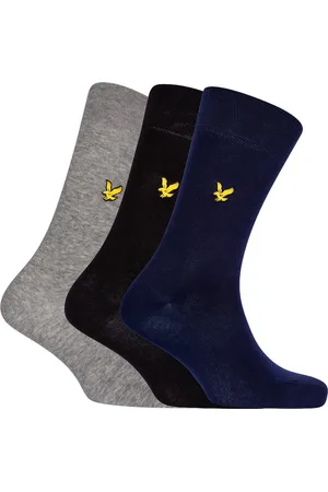 Lyle & Scott Heren 3P sokken angus zwart, blauw & grijs