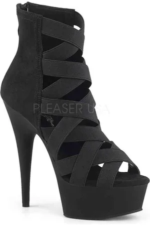 Pleaser DELIGHT-600-24 (EU 38 = US 8) 6 Heel, 1 3/4 PF Criss Cross Bootie Sandal, Back Zip
