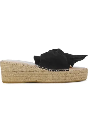 MANEBI Espadrilles Dames / Damesschoenen - Leer - Sleehak Hoogte 6 cm - K10WK - - maat 39