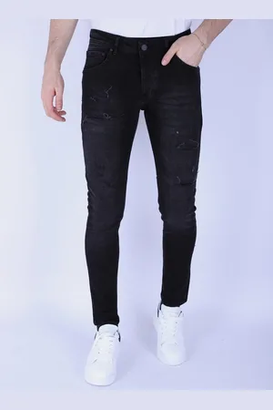 Local Fanatic Spijkerbroek Heren Volwassenen - Jeans Heren - Slim-fit Mannen Jeans met Stretch met Gaten - 1106