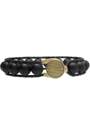 Bela Donaco Armband Classic B10 – mat Onyx – leer – Messing