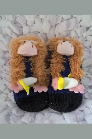 Merkloos Antislip slofsok met aap - Homesock monkey - Jingles - - 27/30