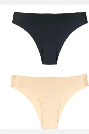 Bye Bra Onzichtbare Bikini In Braziliaanse Stijl, Hoge Taille, Naadloze Bikini, Niet Aan Te Raken, Geen Slipjeslijn, Gladde Randen, 2 Kleurenpak, Beige En Zwart, L