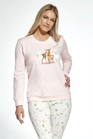 Cornette Katoenen Matching Gezin Pyjama Dames Volwassenen Lange Mouw Lange Broek Fall 467/343 XL