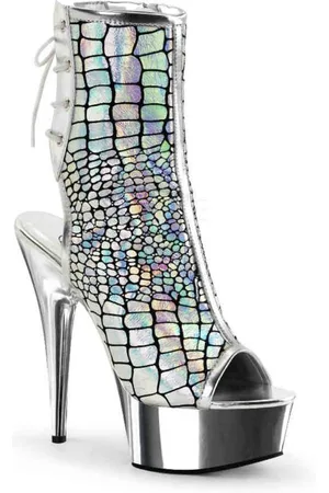 Pleaser DELIGHT-1018HG Plateau Laarzen - US 9 - 39 Shoes - Zilverkleurig