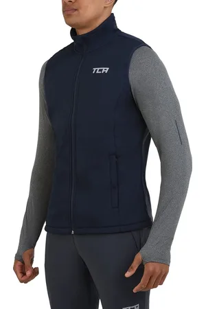TCA Mannen Flyweight Winddicht Hardloop Fiets Gilet met Ritszakken - Donkerblauw, L
