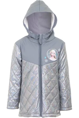 Disney Winterjas - Elsa - Zilver/Grijs - Iriserende stof - Gevoerd met coral fleece - Waterafstotend / Winddicht - Maat 122/128 - 126 cm - 8 jaar