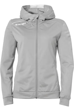Kempa Player Hood Jacket Dames Donker Grijs Melange-Wit Maat XL