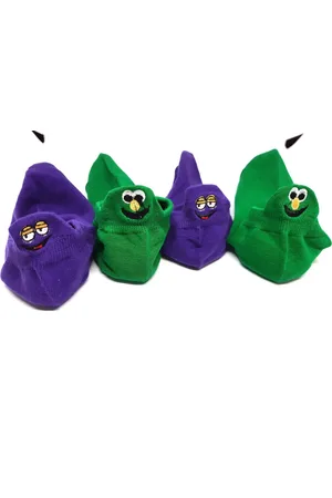 Merkloos Grappige enkel sokken met Smiley hak (2paar) paars, groen