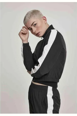 Urban classics Short Striped Crinkle Trainings jacket - XS - /Wit