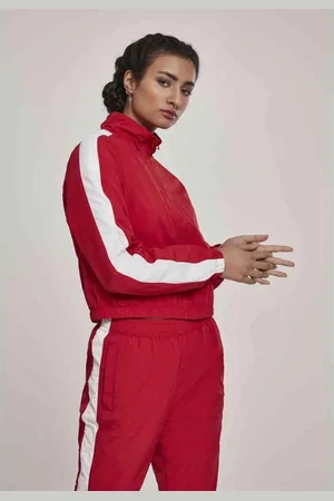 Urban classics Short Striped Crinkle Trainings jacket - XS - /Wit