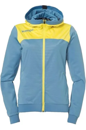 Kempa Emotion 2.0 Jas met Capuchon Dames Dove Blauw-Limoen Geel Maat XXL