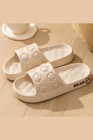Merkloos Teddy Slippers - Slippers - Zomer - Cartoon Beer - Antislip Sandalen Platte Bad Slides Paar - Strand - Cartoon Slippers - Dames/Heren - Maat 44/45