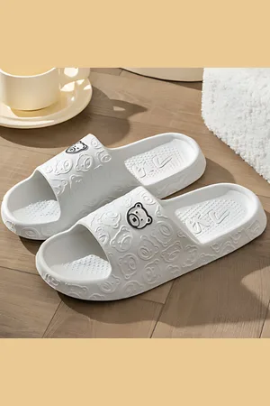 Merkloos Grijze Slippers - Zomer - Cartoon Beer - Antislip Sandalen Platte Bad Slides Paar - Strand - Cartoon Slippers - Dames/Heren - Maat 40/41