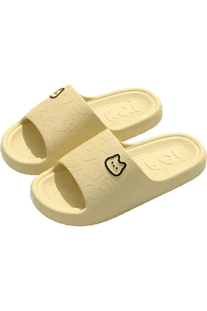 Merkloos Gele Slippers - Zomer - Cartoon Kat - Antislip Sandalen Platte Bad Slides Paar - Strand - Cartoon Slippers - Dames/Heren - Maat 40/41