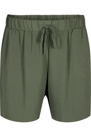 Zizzi MFIKKA, SHORTS Dames Broek - Green - Maat XXXL (63-64)