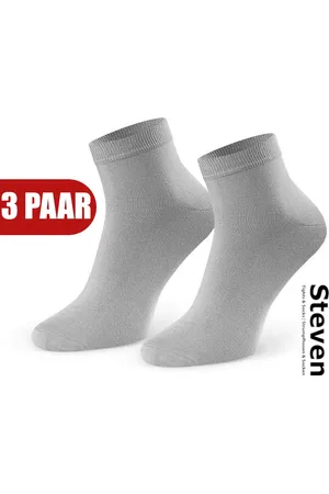 Steven 72% Bamboe Sneakersokken EU MADE - Enkelsokken Heren Maat 44 45 46 - Multipack 3 Paar - Effen Licht Grijs - Naadloze Herensokken - Comfort Kwaliteit Duurzaamheid