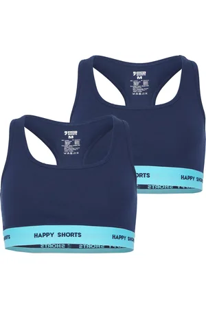 HAPPY SHORTS Dames Sport BH Bustier Blauw 2-Pack - Maat L