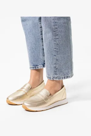 No Stress Dames - Gouden leren loafers - Maat 38