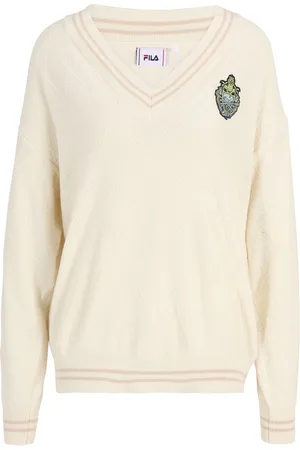 Fila Damen Sweater Telling Knitted V-Neck Sweater Antique White-M