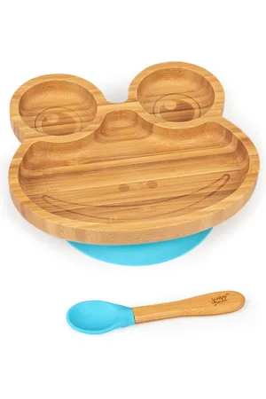 Klarstein Kinderservies met bamboe bord en lepel 250 ml incl. zuignap 18 x 18 cm