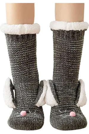 Merkloos Okken, pantoffels, dames, winter, warm, antislip, thermisch, pantoffels, sokken, dames, Kerstmis, dikke sokken, maat 36-41