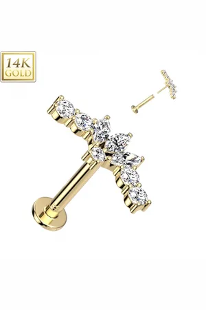 LMPiercings NL 14kt. piercing line met marquise top