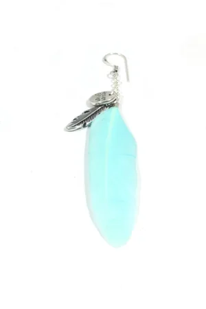 Heaven Eleven Oorbel - met veer soft blauw