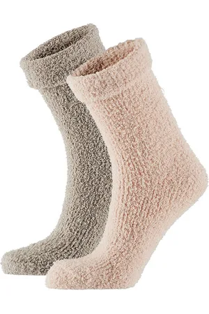 Apollo Bedsokken dames - Roze/Bruin - One Size - Slaapsokken - Warme sokken dames - Winter sokken - Fluffy sokken
