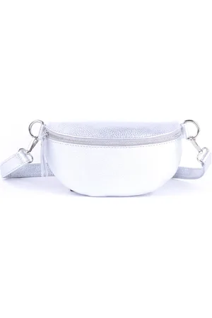 Giuliano Lederen Bumbag/Heuptas Metallic - lichtzilver - made in Italy