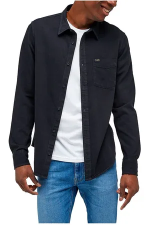 Lee Button Down Overhemd Met Lange Mouwen Zwart S Man