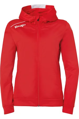 Kempa Player Hood Jacket Dames Rood-Wit Maat XL