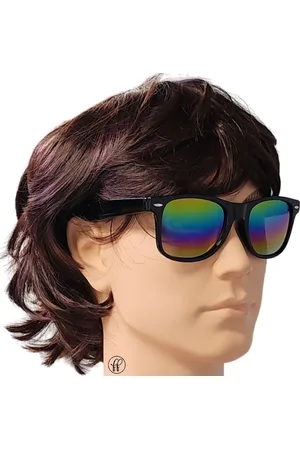 Fako Fashion Zwarte Zonnebril Met Regenboog Spiegelglazen - Heren Zonnebril - Dames Zonnebril - UV400 - Zwart - Spiegel Regenboog