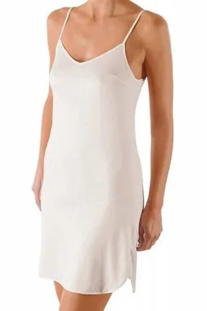 Nina Von C. Onderjurk 90CM spaghetti bandje - Neglige - Anti statisch - Zwart - Wit - beige - 40