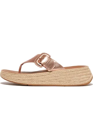 FitFlop F-Mode Espadrille Adj. Leather Flatform Toe-Thongs - Maat 37
