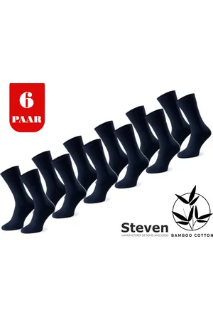 Steven Bamboe Sokken - Multipack 6 Paar - Maat 41-43 - Luxe Heren Sokken Bamboo - Marine / Navy - Voor onder een Pak - MADE in EU