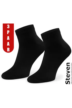 Steven 72% Bamboe Sneakersokken EU MADE - Enkelsokken Heren Maat 44 45 46 - Multipack 3 Paar - Effen Zwart - Naadloze Herensokken - Comfort Kwaliteit Duurzaamheid