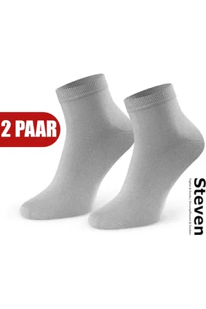 Steven 72% Bamboe Sneakersokken EU MADE - Enkelsokken Heren Maat 41 42 43 - Multipack 2 Paar - Effen Licht Grijs - Naadloze Herensokken - Comfort Kwaliteit Duurzaamheid