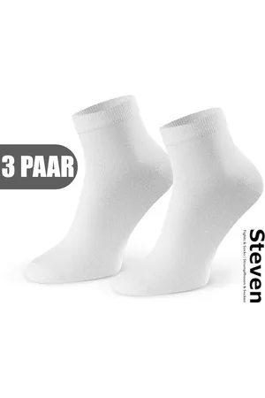 Steven 72% Bamboe Sneakersokken EU MADE - Enkelsokken Heren Maat 41 42 43 - Multipack 3 Paar - Effen Wit - Naadloze Herensokken - Comfort Kwaliteit Duurzaamheid