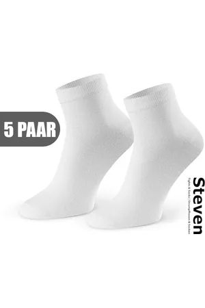 Steven 72% Bamboe Sneakersokken EU MADE - Enkelsokken Heren Maat 41 42 43 - Multipack 5 Paar - Effen Wit - Naadloze Herensokken - Comfort Kwaliteit Duurzaamheid