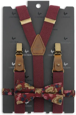 Sir Redman Bretels met strik - bretels combi pack Retro Ranonkel bordeaux