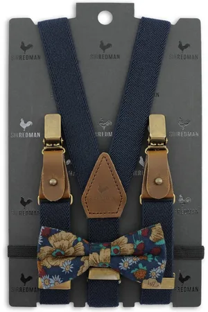 Sir Redman Bretels met strik - kids bretels combi pack Retro Ranonkel blauw