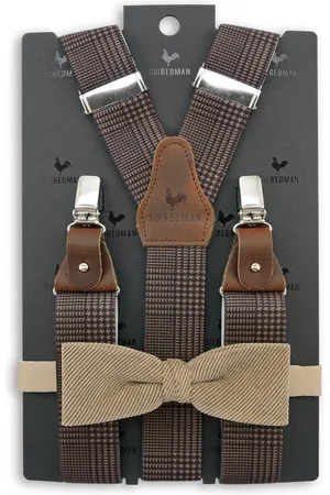 Sir Redman Bretels met strik - bretels combi pack geruit Pied-de-Poule