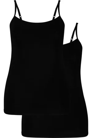 Bamboo Basics Comfortabel & Zijdezacht Vera - Bamboe Spaghetti Tops (Multipack 2 stuks) Dames - Verstelbare Schouderbandjes - - L