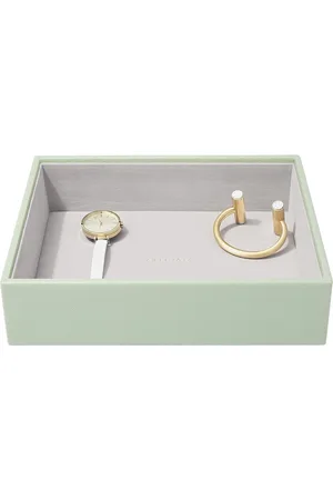 Merkloos Stackers Classic Medium Jewelry Box - Sage Green Velvet - Thick Jewelry Layer
