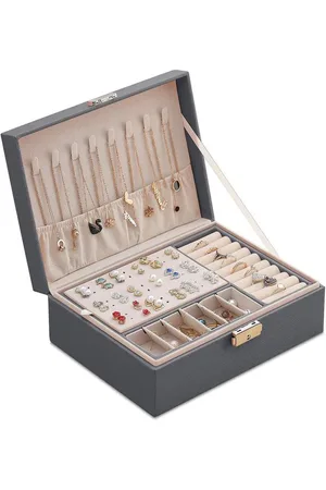Merkloos Sieradenkistje dubbellaags PU-leer opbergkoffer - ringen oorbellen armbanden - halskettingen - Mtianxy - meisjes vrouwen