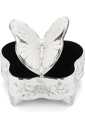 Merkloos Small Metal Hand Painted Enamel Jewellery Box Storage Box for Earrings Necklaces Wedding Ring Gift Decoration Butterfly Design - Large Size