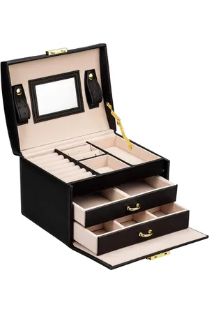 Merkloos Dream Jewellery Case Lockable 3 Levels with 2 Drawers - Rings Earrings Necklaces Bracelets Black